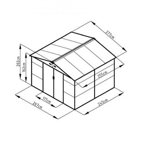 Хозблок Greenstorage Эван D 267 х 245 х 202  6,54 кв.м темно-зеленый с беж.кантом