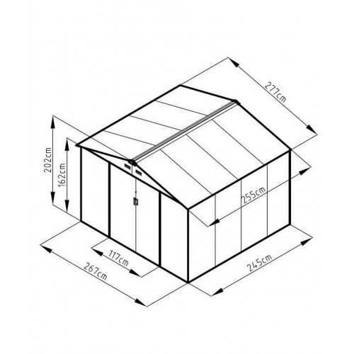 Хозблок Greenstorage Арчер Е 267 х 309 х 202  8,25 кв.м темно-зеленый с беж.кантом